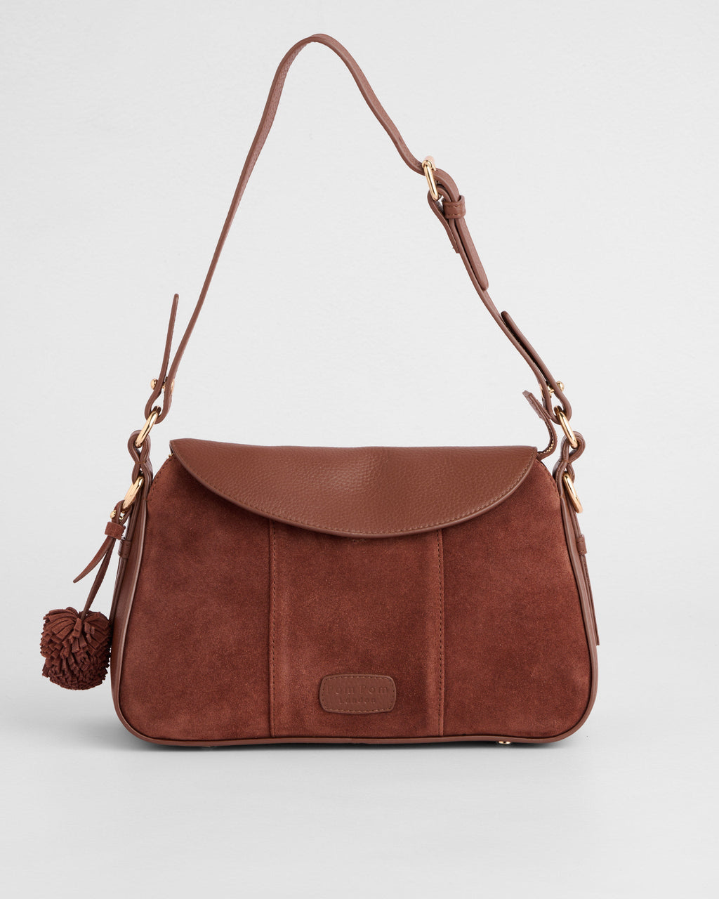 Pom Pom London Sunbury Mini Bag Suede & Leather Bag Chocolate