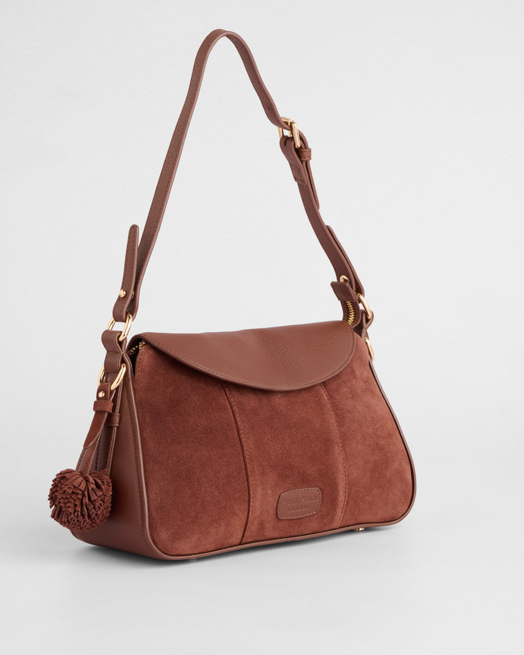 Pom Pom London Sunbury Mini Bag Suede & Leather Bag Chocolate