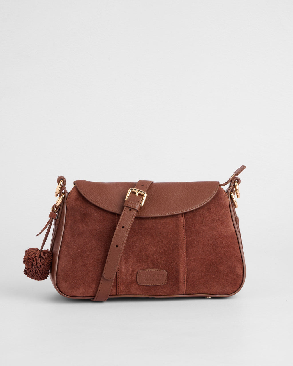 Pom Pom London Sunbury Mini Bag Suede & Leather Bag Chocolate