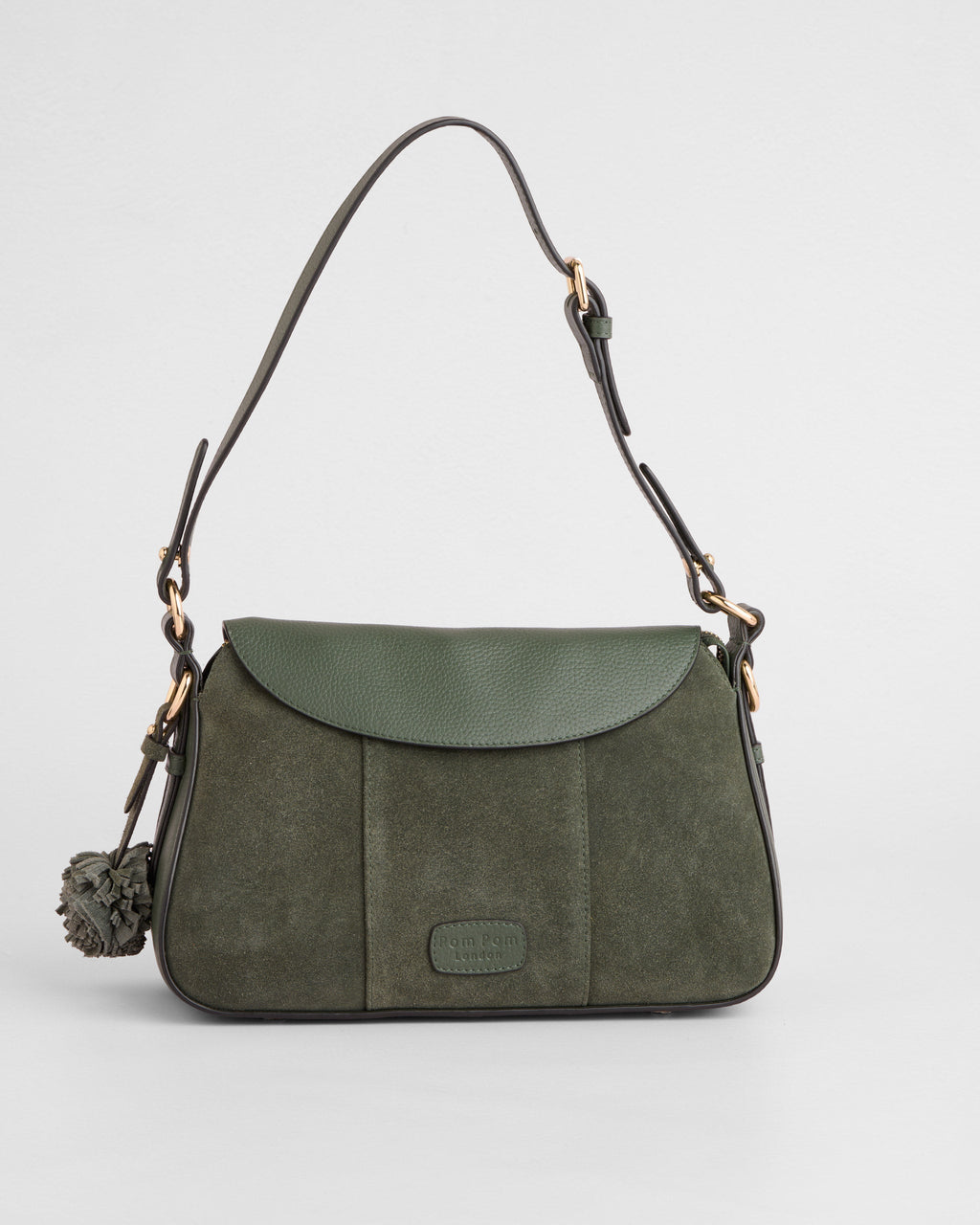 Pom Pom London Sunbury Mini Bag Suede & Leather Bag Herb Green