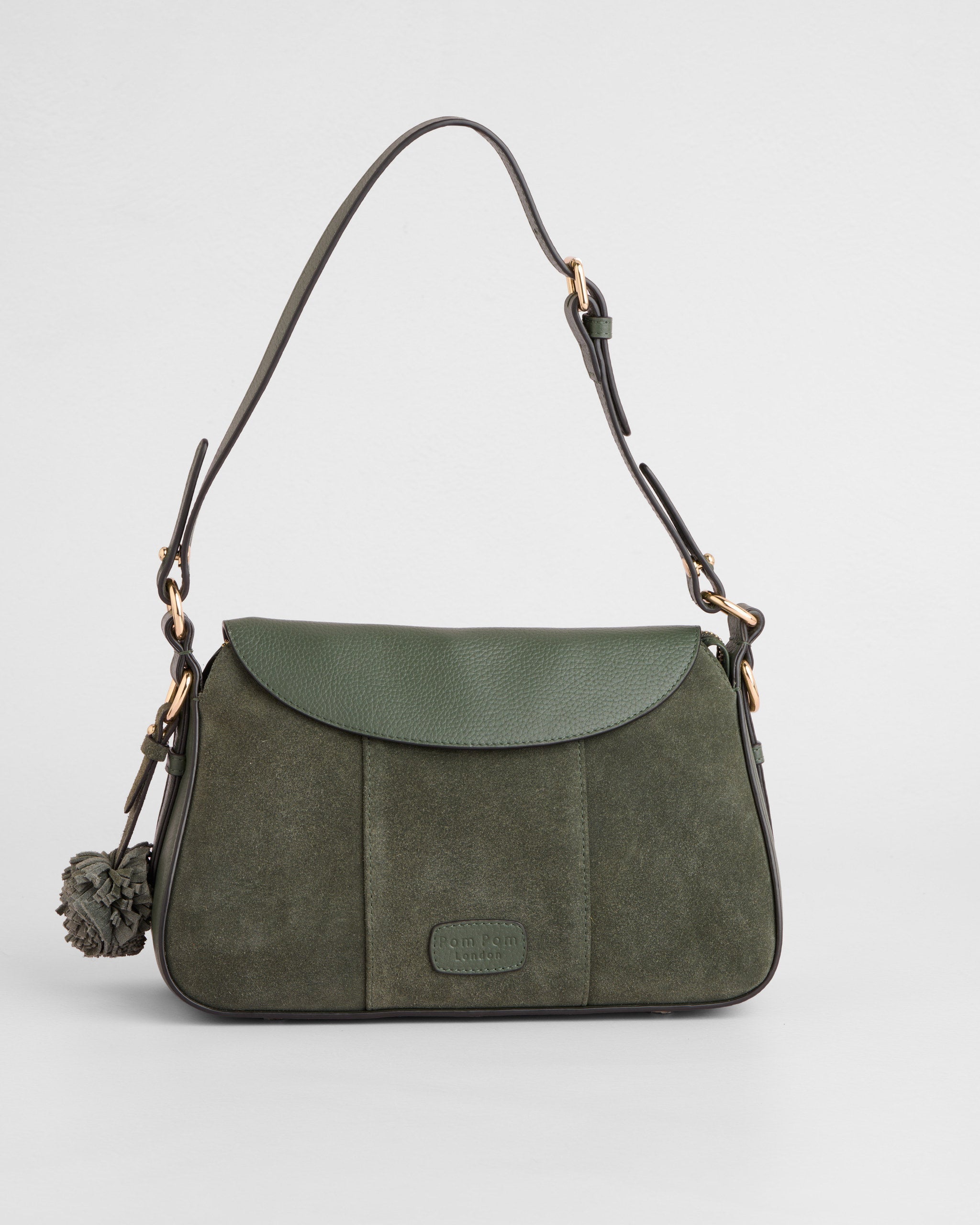 Pom Pom London Sunbury Mini Bag Suede & Leather Bag Herb Green