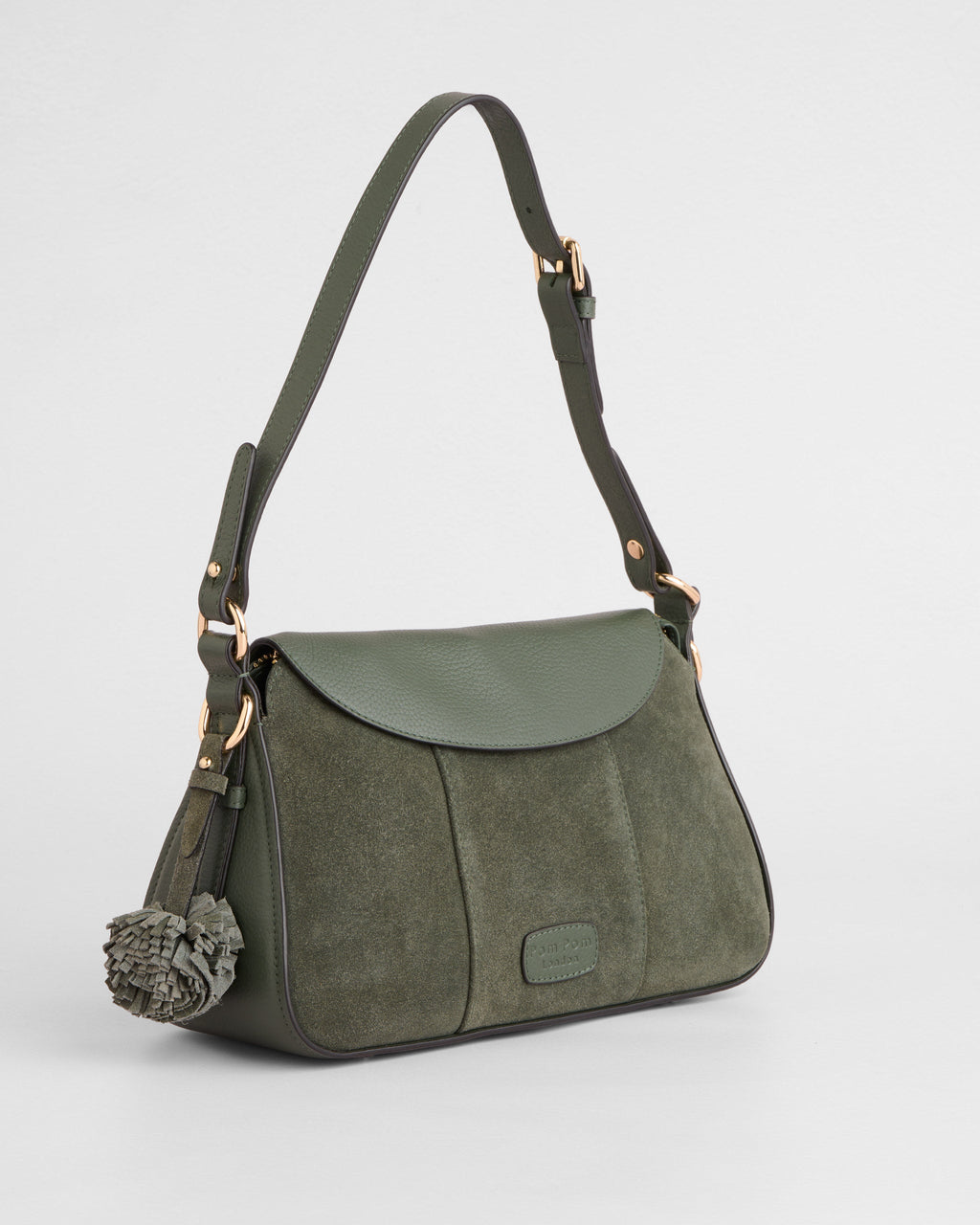 Pom Pom London Sunbury Mini Bag Suede & Leather Bag Herb Green