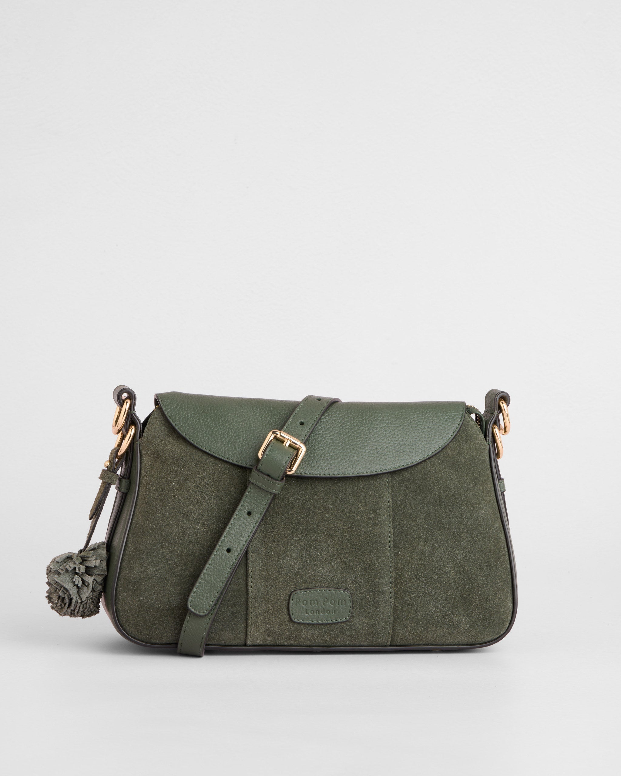 Pom Pom London Sunbury Mini Bag Suede & Leather Bag Herb Green