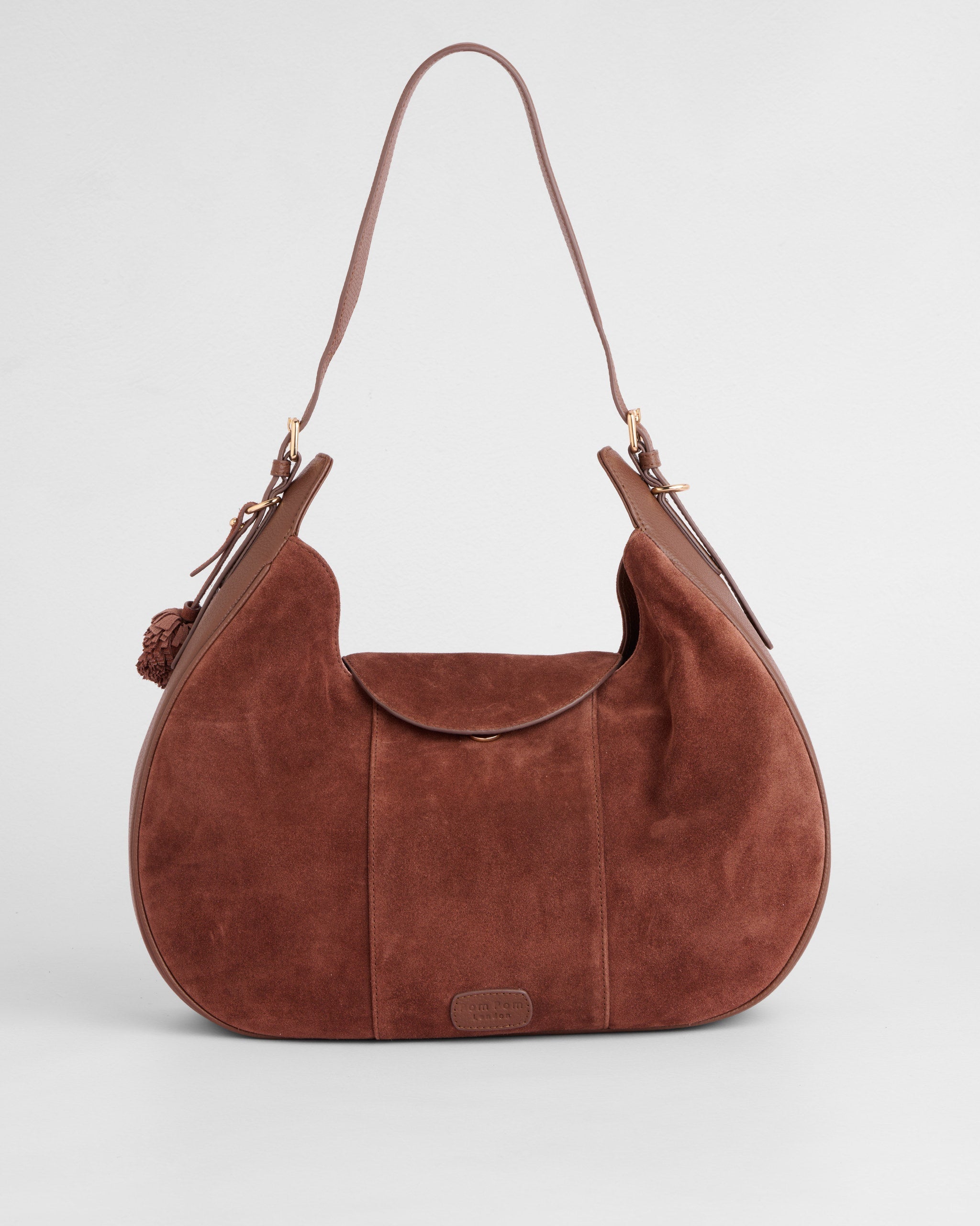 Pom Pom London Sunbury Suede & Leather Bag Chocolate