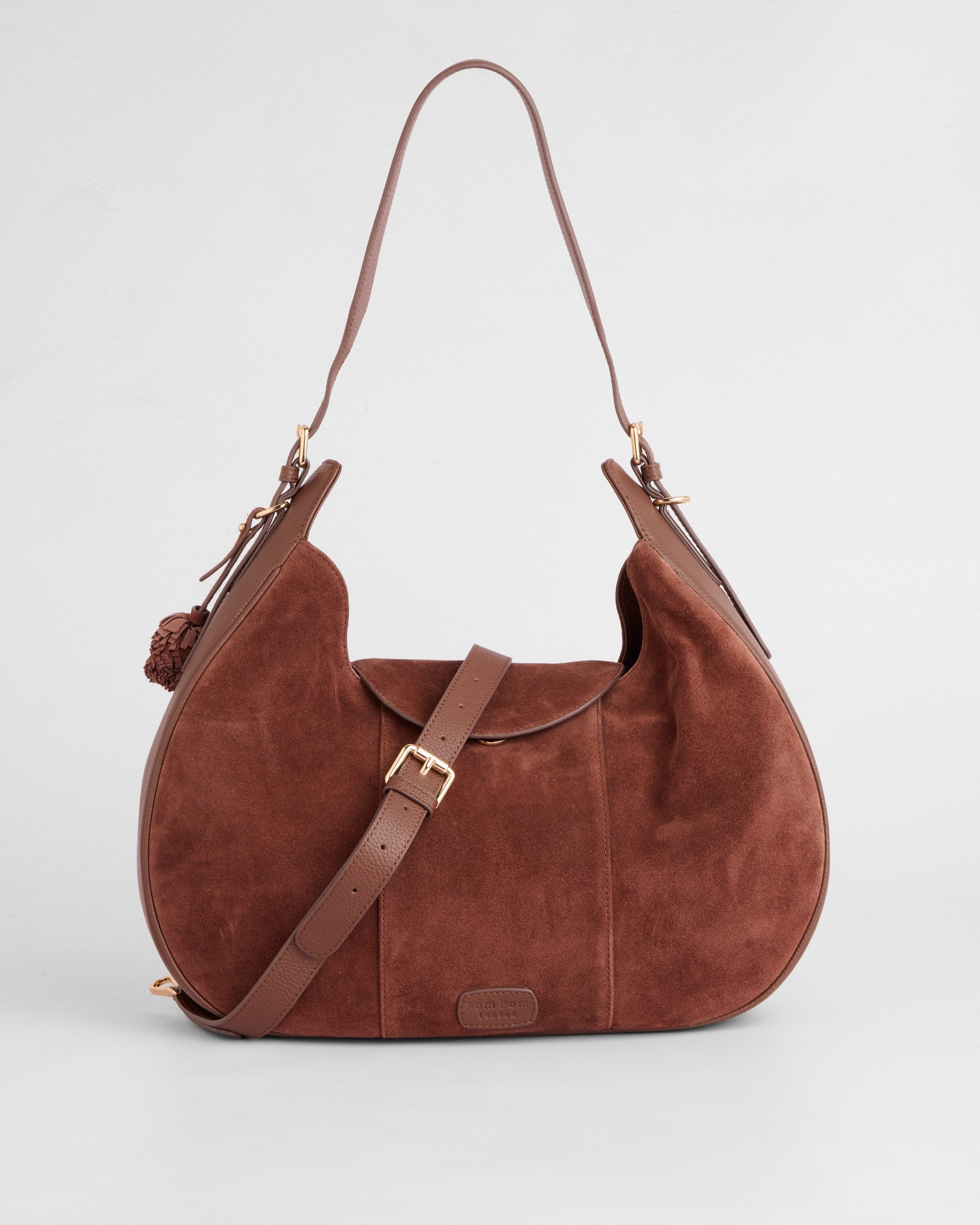 Pom Pom London Sunbury Suede & Leather Bag Chocolate