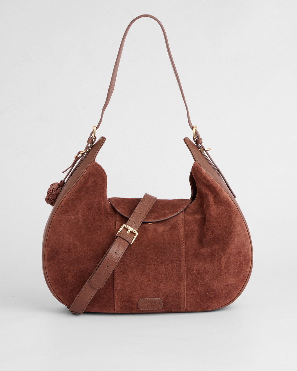 Pom Pom London Sunbury Suede & Leather Bag Chocolate