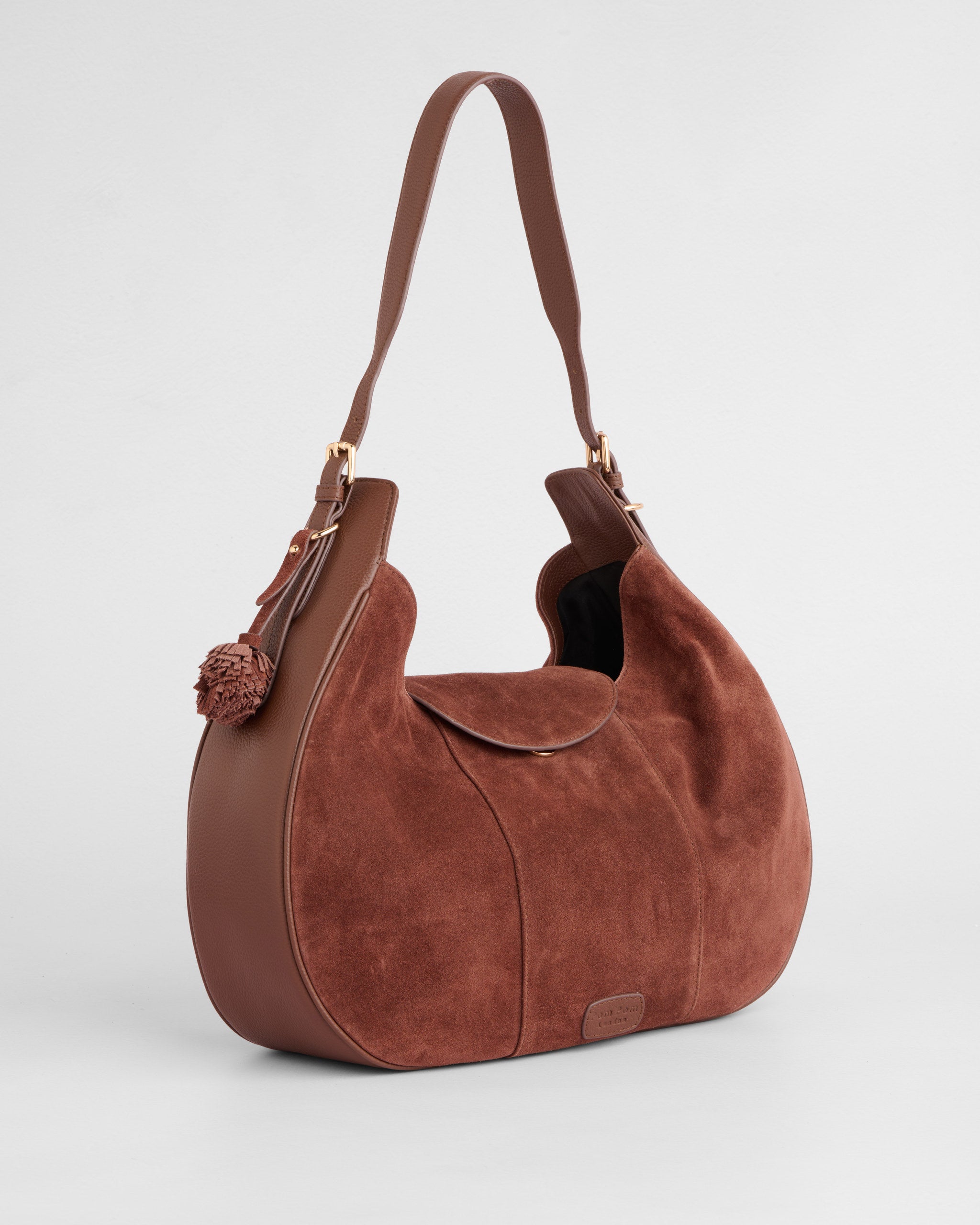 Pom Pom London Sunbury Suede & Leather Bag Chocolate