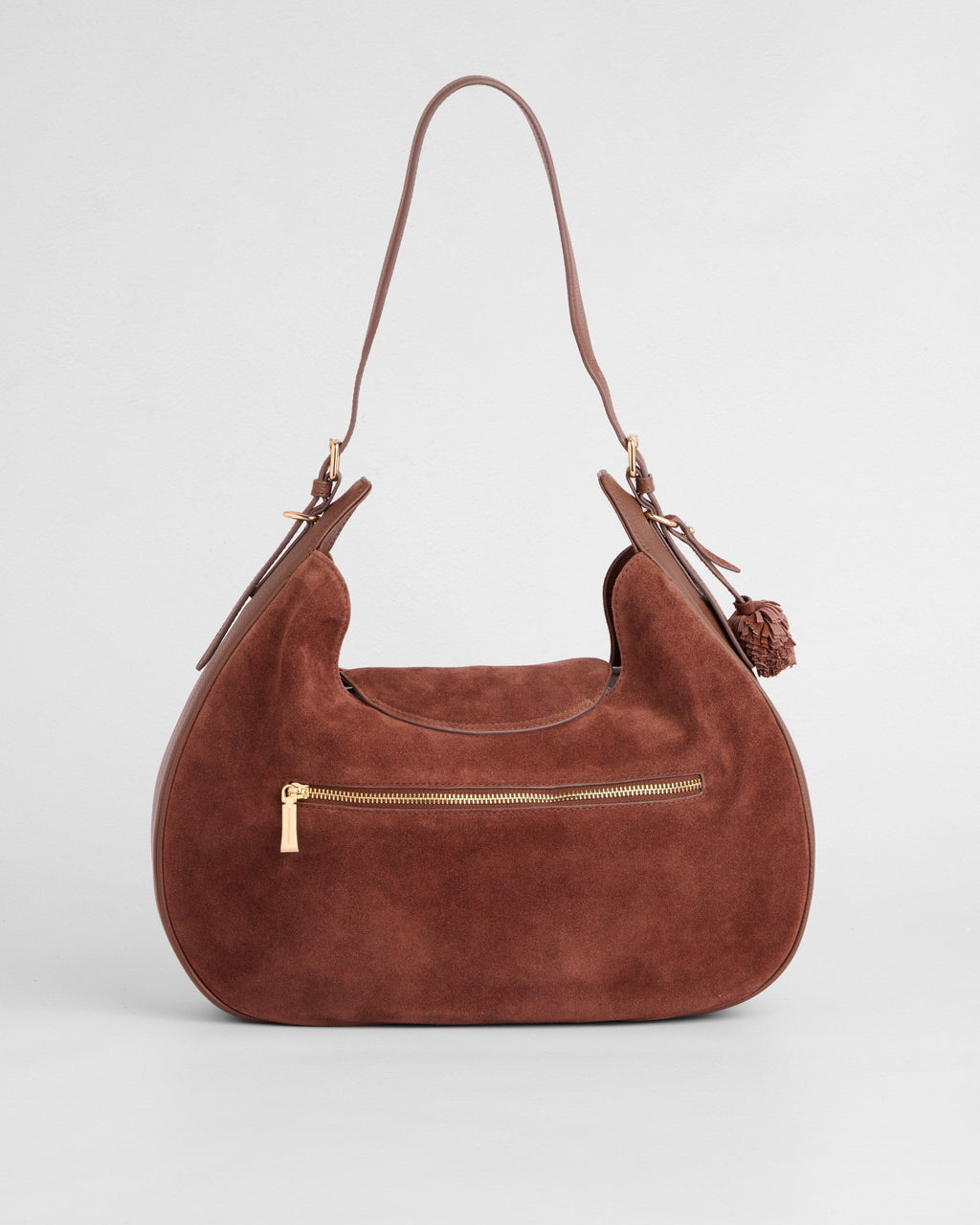Pom Pom London Sunbury Suede & Leather Bag Chocolate