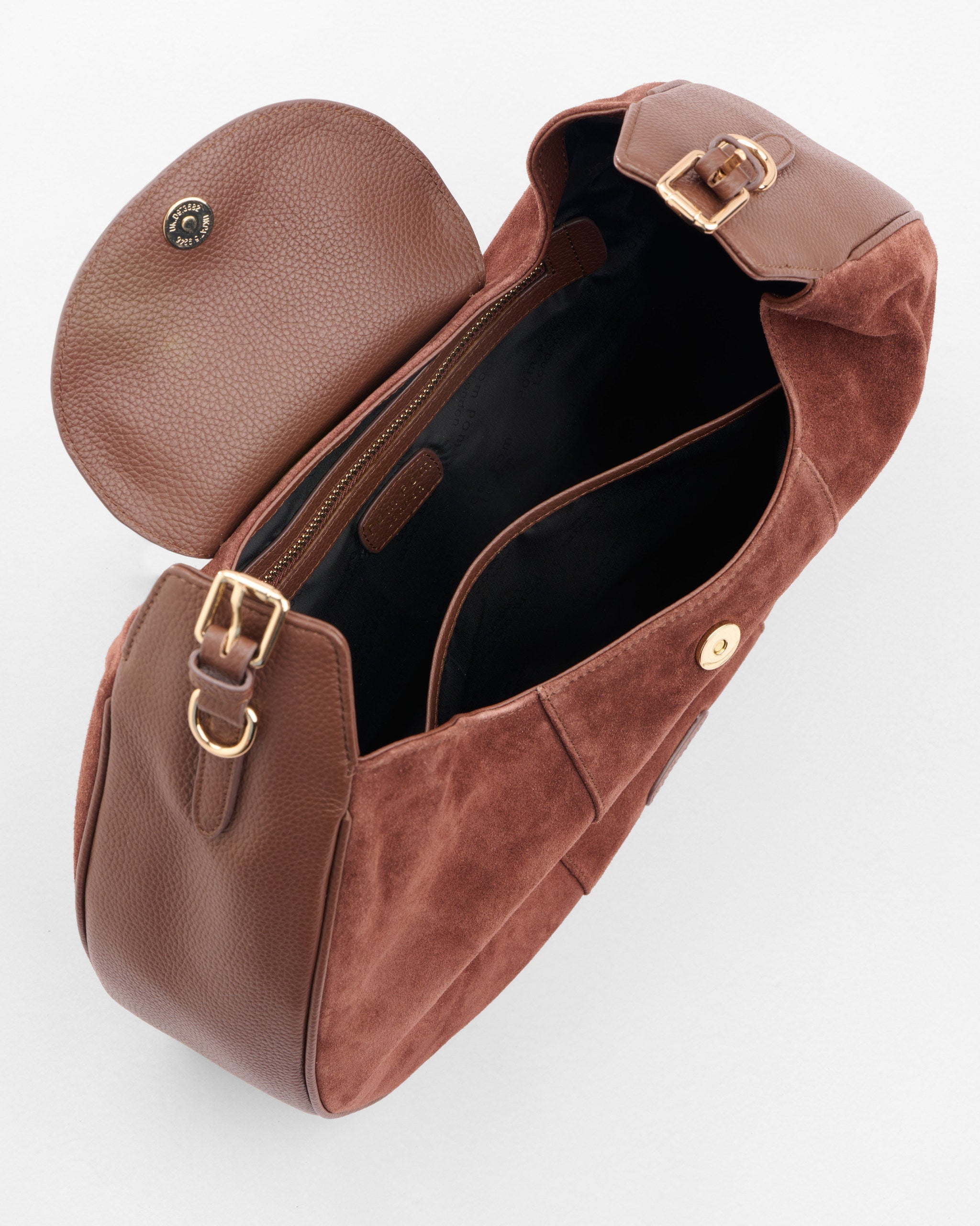 Pom Pom London Sunbury Suede & Leather Bag Chocolate