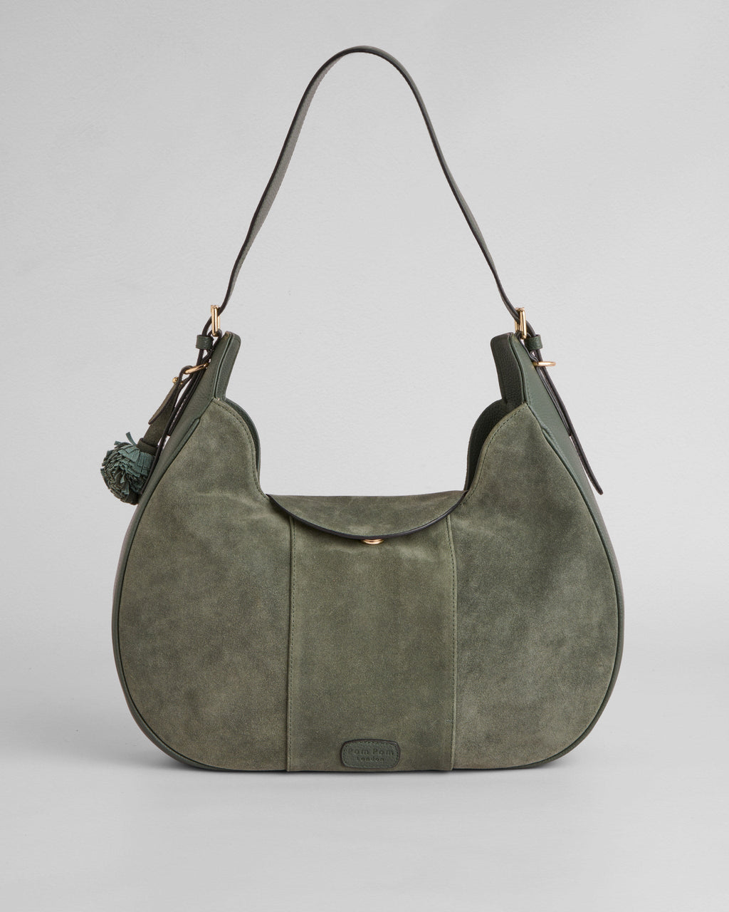 Pom Pom London Sunbury Suede & Leather Bag Herb Green