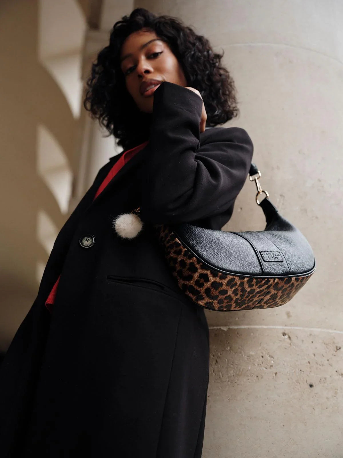 Sutton Sling Bag Leopard Print Black
