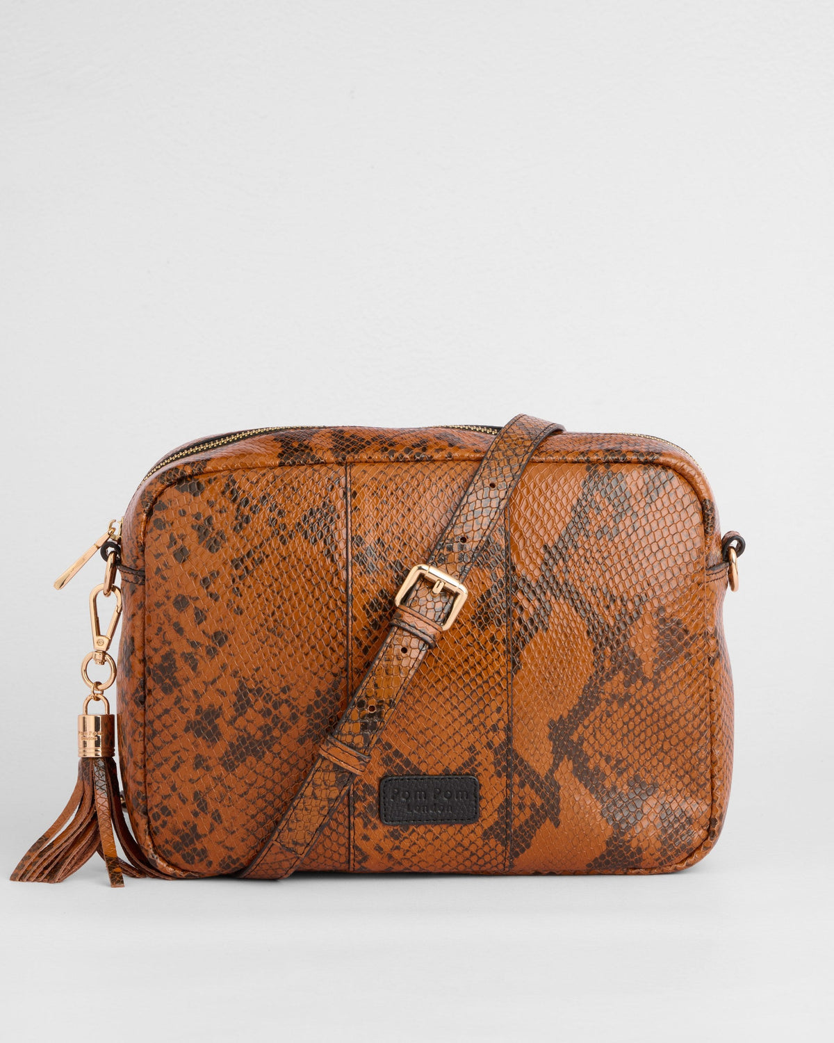 City Plus Crossbody Bag Snake Effect Brown
