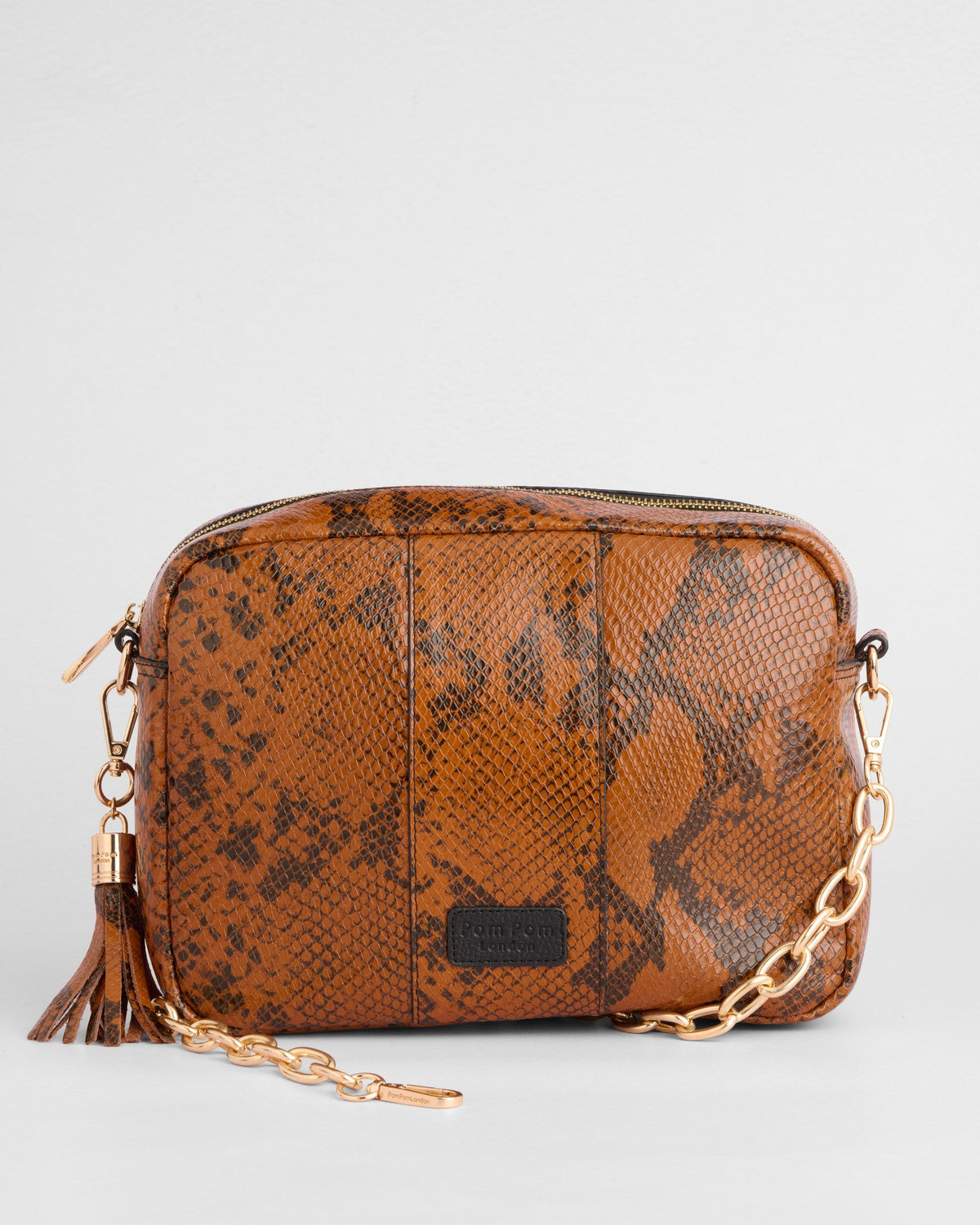 City Plus Crossbody Bag Snake Effect Brown