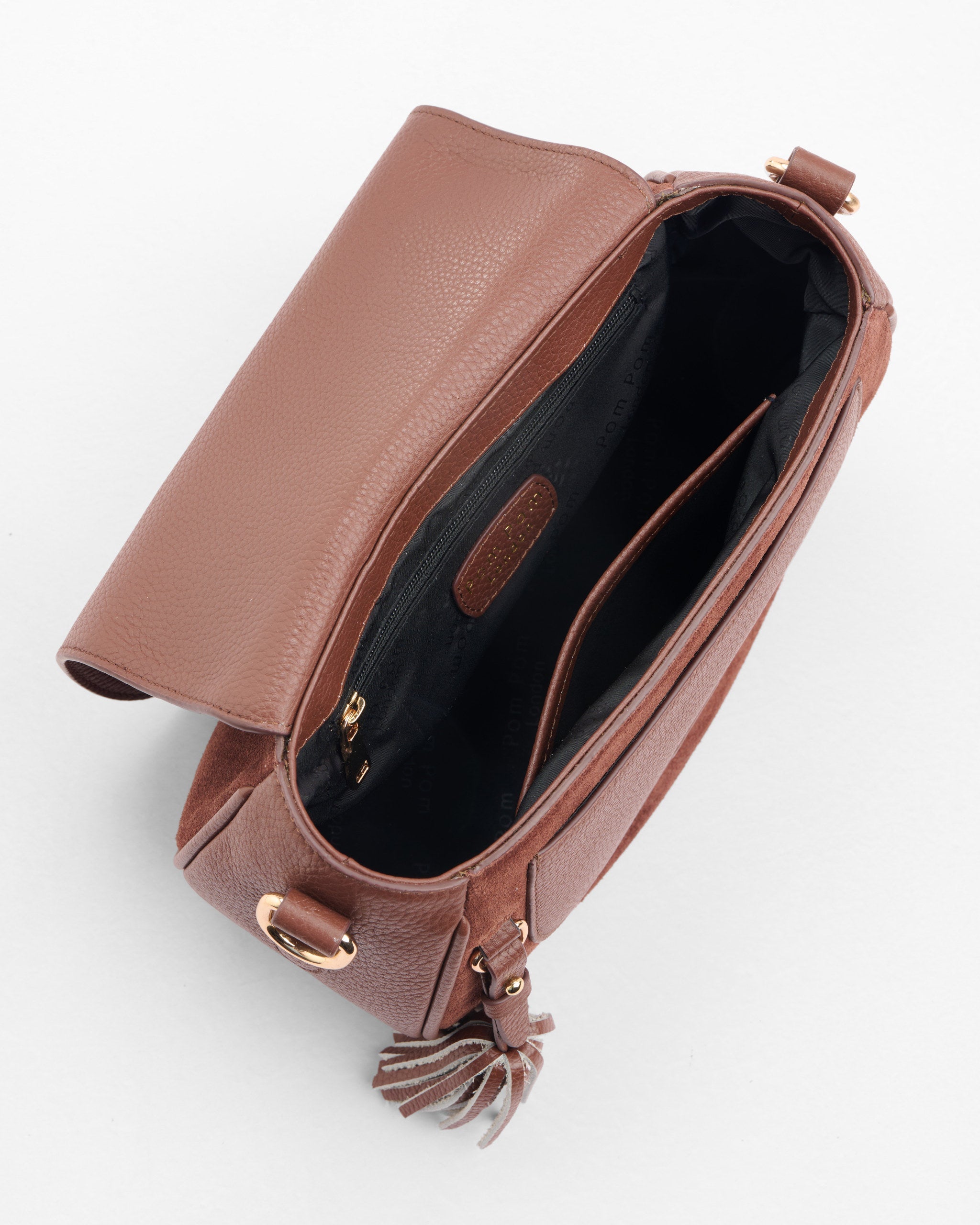 Pom Pom London Wilmington Suede & Leather Bag Chocolate