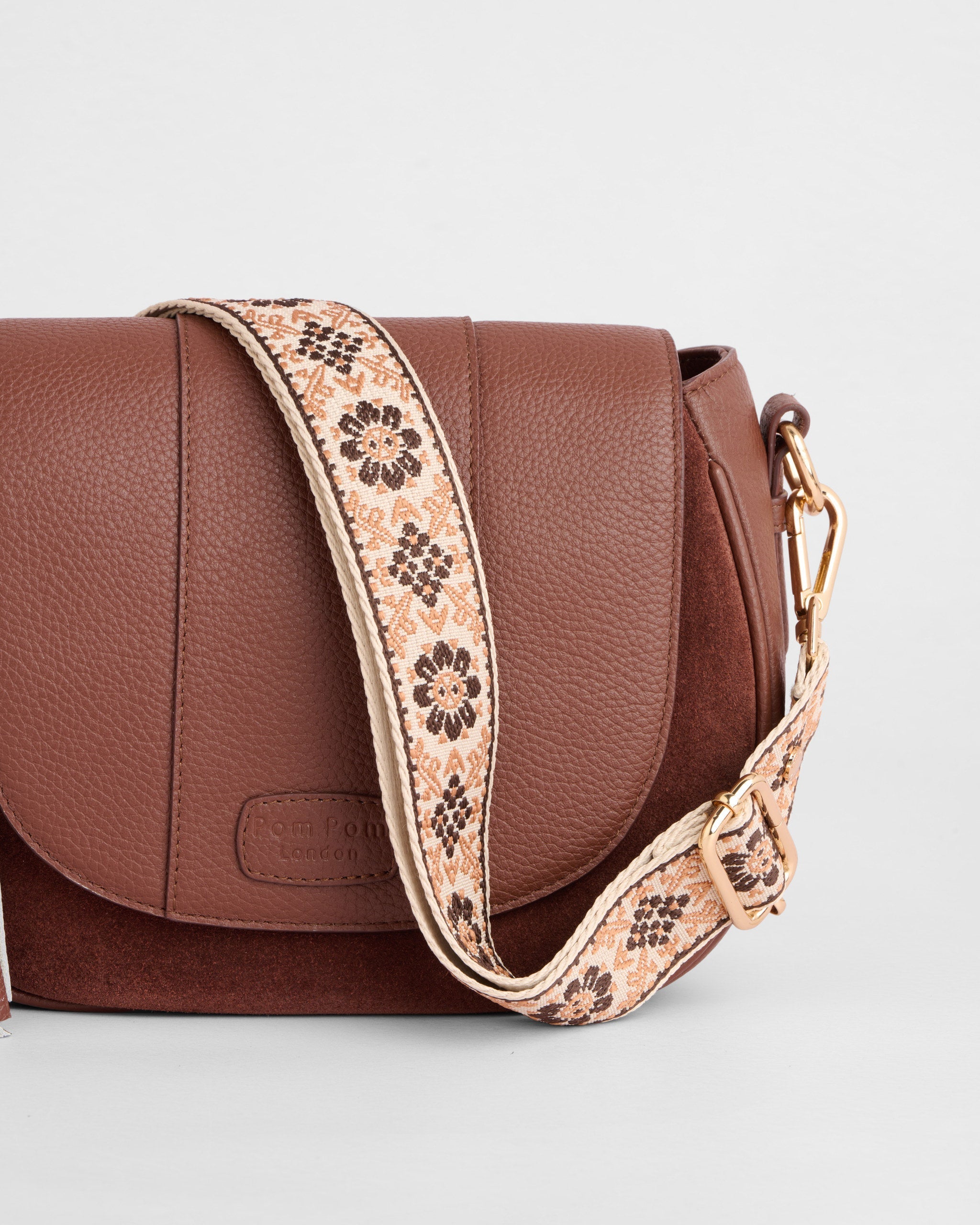 Pom Pom London Wilmington Suede & Leather Bag Chocolate