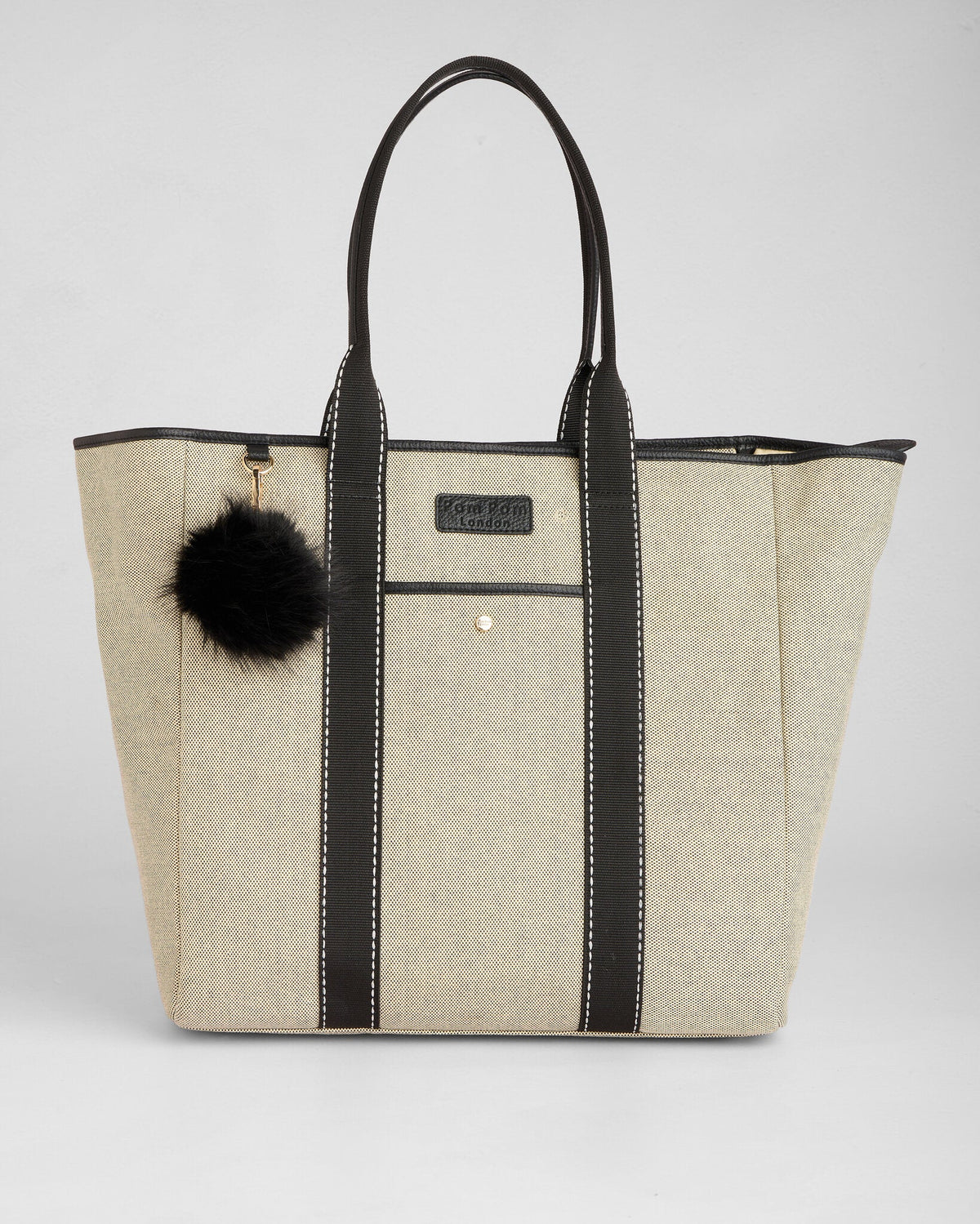 Pom Pom London Lulworth Tote Canvas Bag Black
