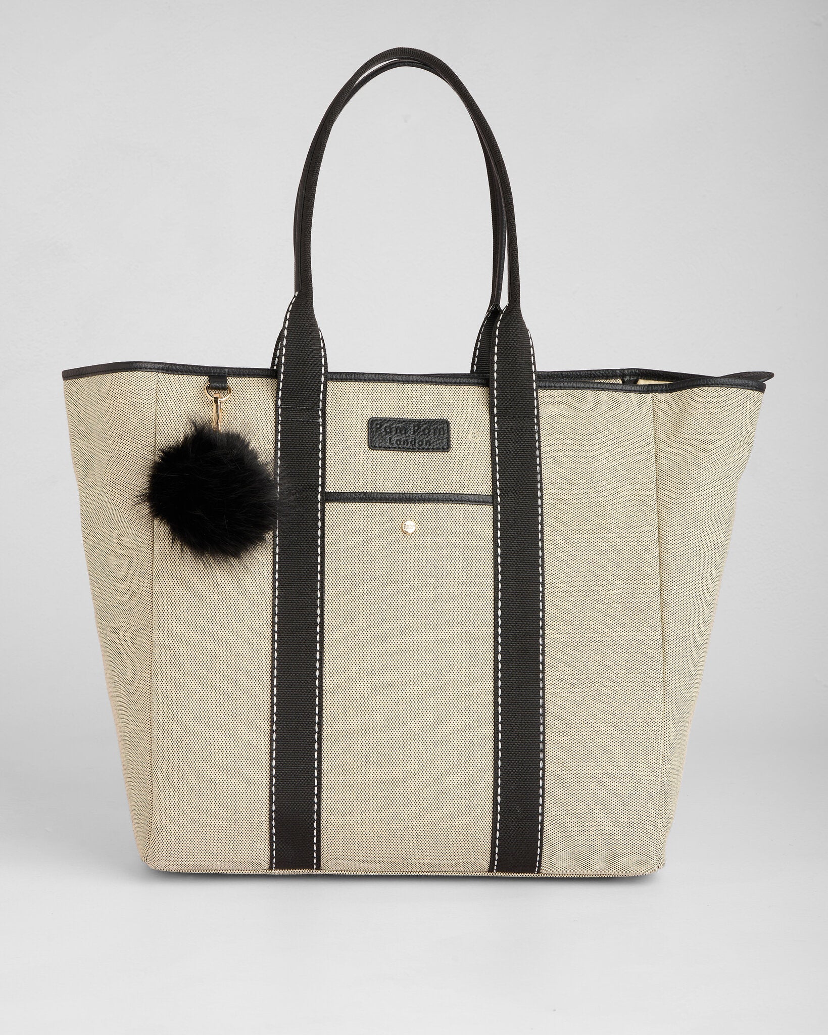 Pom Pom London Lulworth Tote Canvas Bag Black