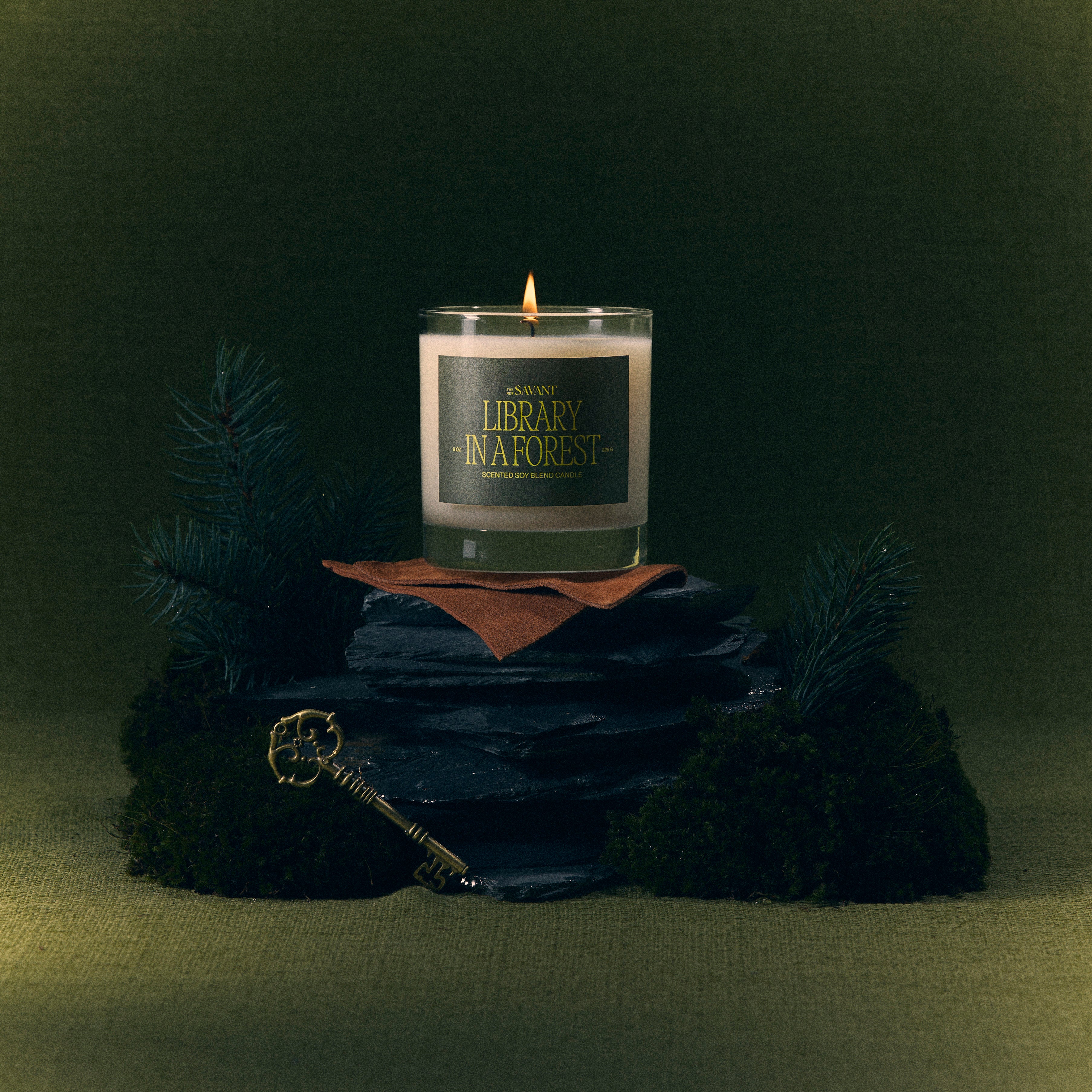 The New Savant Library in a Forest candle